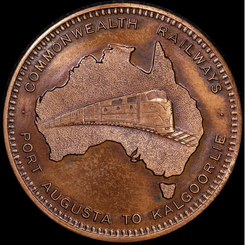 Commonwealth Railways Bronze Medallion 1968 50th Anniversary Trans Australian Railway 1967/6