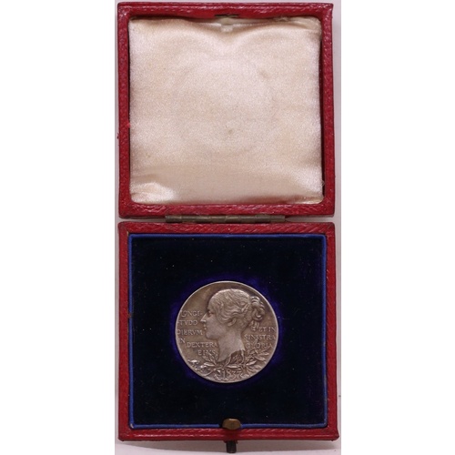 Great Britain 1897 Queen Victoria Silver Diamond Jubilee Medallion 26mm in Presentation Case of Issue