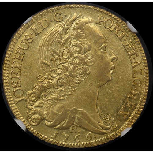 Brazil (Rio) Gold 6400 Reis 1766-R KM#172.2 NGC AU58