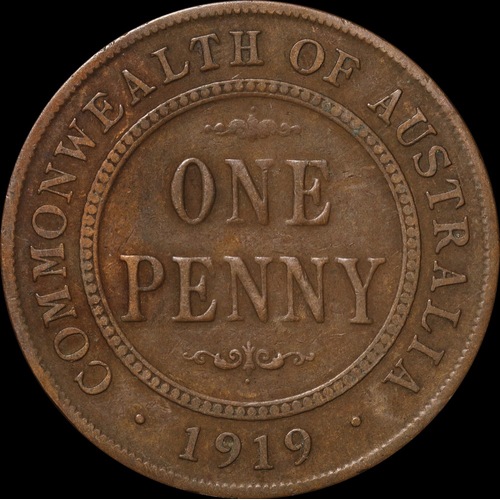 1919 Penny Double Dot Very Good