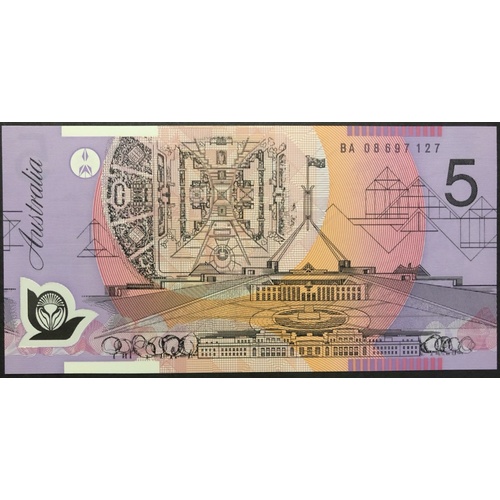 2008 $5 Note Stevens/Henry BA08 First Prefix 221bF Uncirculated