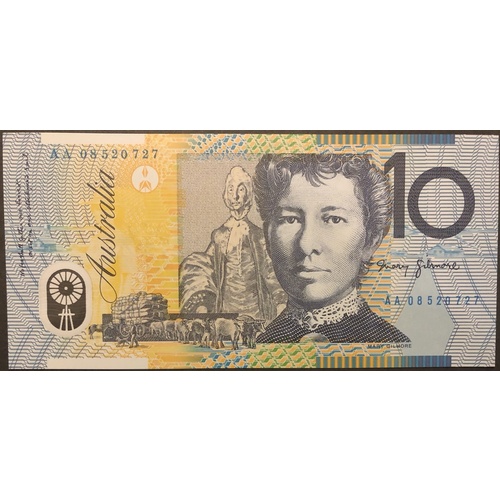 2008 $10 Note Stevens/Henry AA08 First Prefix 321bF Uncirculated