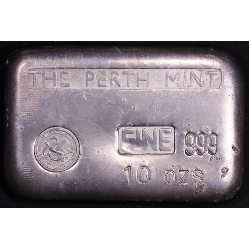Perth Mint Silver Ten Ounce Cast Vintage Ingot 99.99% Pure