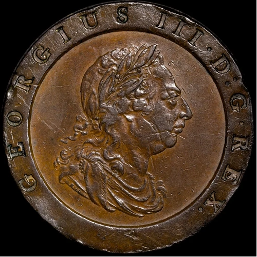 1797 Copper Twopence King George III S# 3776 good VF