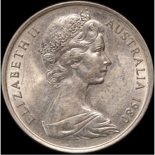 Australia 1980 5 Cents Split Planchet Error (Obverse) Toned about Unc