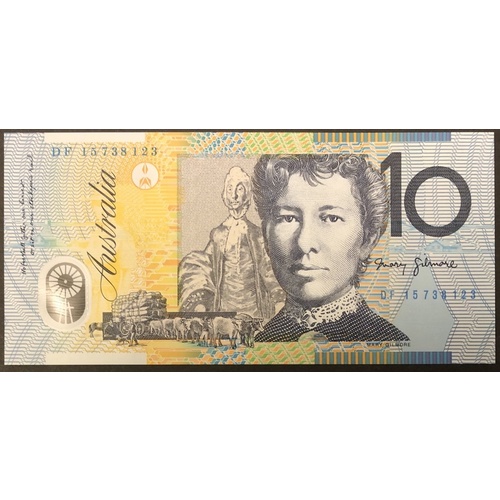 2015 $10 Note Stevens/Fraser DF15 First Prefix R323L Uncirculated