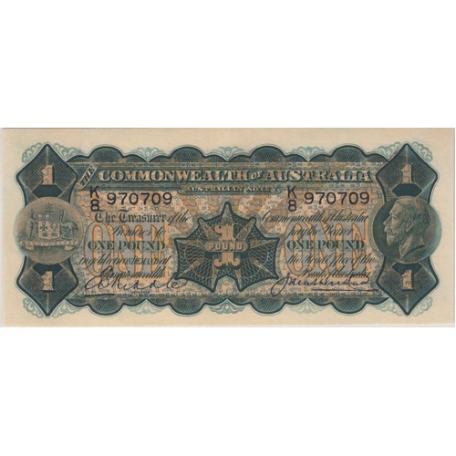1927 One Pound Riddle/Heathershaw R26 PCGS AU58