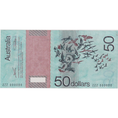 Australia 1977 50 Dollar Polymer Test Note Mark 4a about EF
