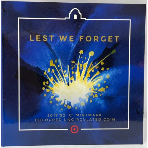 2017 2 Dollar Coin C Mintmark in Folder Lest We Forget 