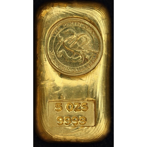 Perth Mint 5 Ozt Gold Cast Ingot 99.99% Pure