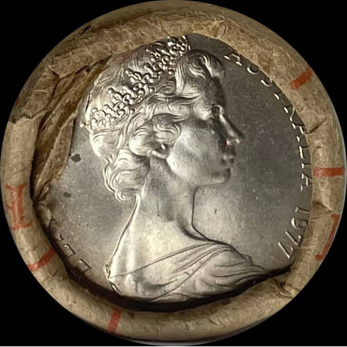 1977 50 Cent Coin Mint Roll QEII Silver Jubilee Heads/Heads