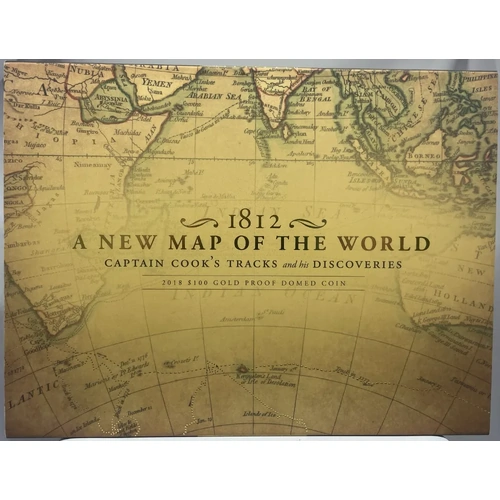 2018 Gold 100 Dollar Domed Proof Coin 1812 - A New Map of the World