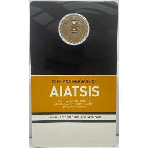 2014 50 Cent Uncirculated Coloured Coin AIATSIS 50th Anniversary