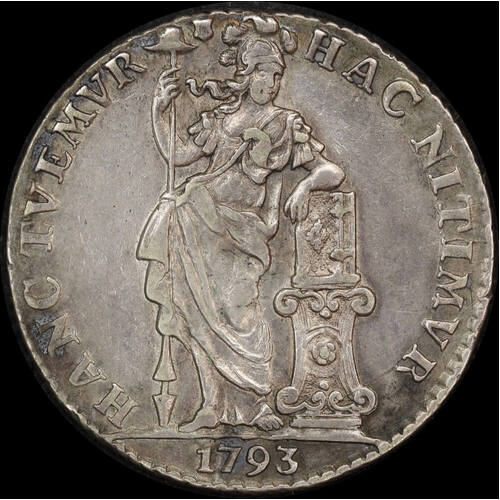 Netherlands (Utrecht) 1793 Silver Guilder KM# 102 about VF