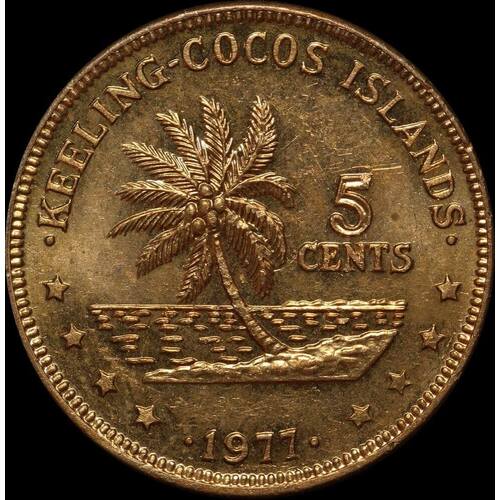 Keeling-Cocos Islands 1977 Copper 5 Cents KM# 1 Choice Uncirculated