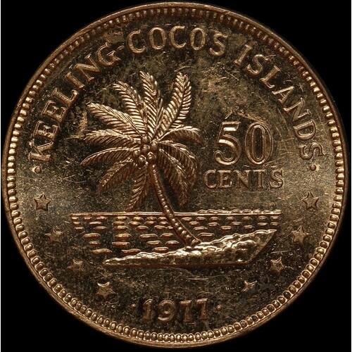 Keeling-Cocos Islands 1977 Copper 50 Cents KM# 4 Choice Uncirculated