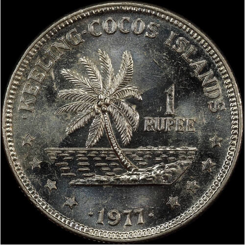 Keeling-Cocos Islands 1977 Copper-Nickel 1 Rupee KM# 7 Choice Uncirculated