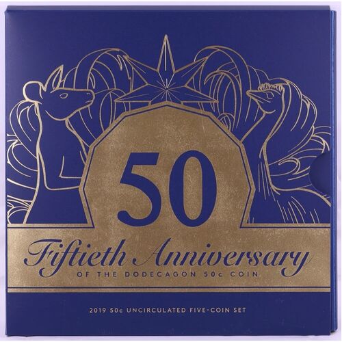 2019 50 Cent Uncirculated 5 Coin Set Fiftieth Anniversary of Dodecagon Coin