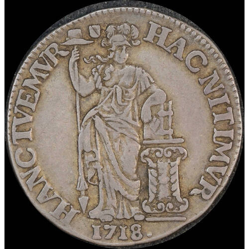 Netherlands (Utrecht) 1718 Silver Guilder KM#102.2 Very Fine