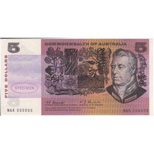 1966 $5 Specimen Note Type 1 Coombs/Wilson Uncirculated