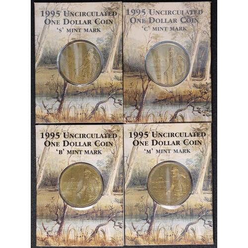 1995 Waltzing Matilda Set of 4 $1 Mintmarks CSBM