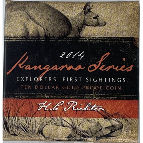2014 Gold 10 Dollar Proof Coin Kangaroo Series - Explorers Richter