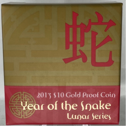 2013 Gold 10 Dollar Proof Coin Lunar - Year of the Snake