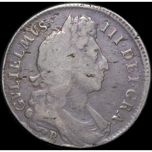 1696 Silver Half Crown William III Bristol S#3482 Fine