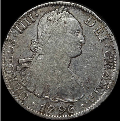 Mexico 1796 Silver 8 Reales Ex Rapid shipwreck KM# 108 good Fine