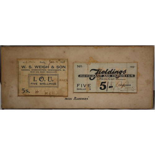 Mounted Pair of Shinplasters from Outback QLD circa 1928