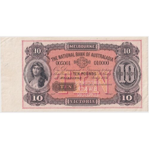 National Bank of Australasia (Melbourne) 1891 Ten Pounds Unissued Specimen Note MVR# 4m Uncirculated