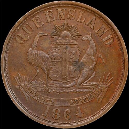 J Sawyer Copper Penny Token 1864 A# 469 Extremely Fine