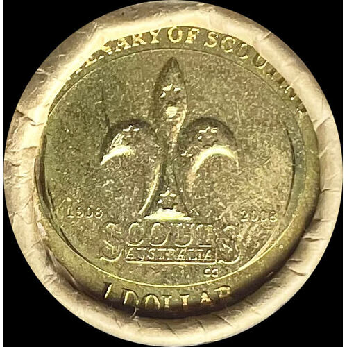 2008 One Dollar Coin Mint Roll Boy Scouts - Heads/Tails