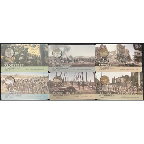 2016 ~ 2018 Set of 6 Carded 50 Cent Coins Western Front