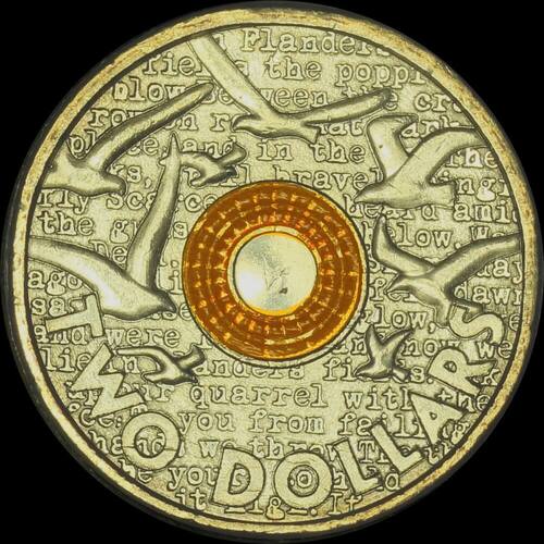 2015 Coloured $2 Coin Remembrance Day Uncirculated