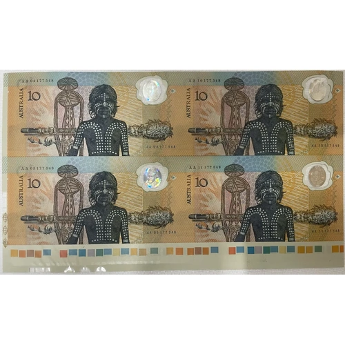 1988 10 Dollars Uncut Block of Four Bicentennial