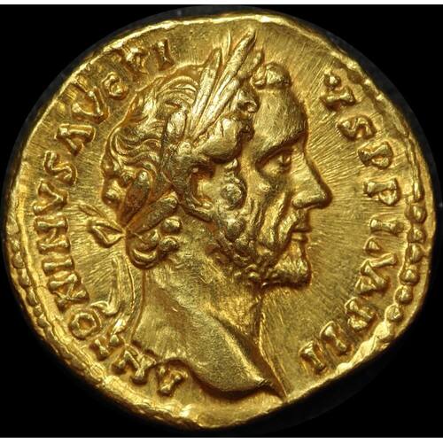 Ancient Rome (Imperial)  138 ~ 161 AD Antoninus Pius Gold Aureus Globe  RIC 256a good VF