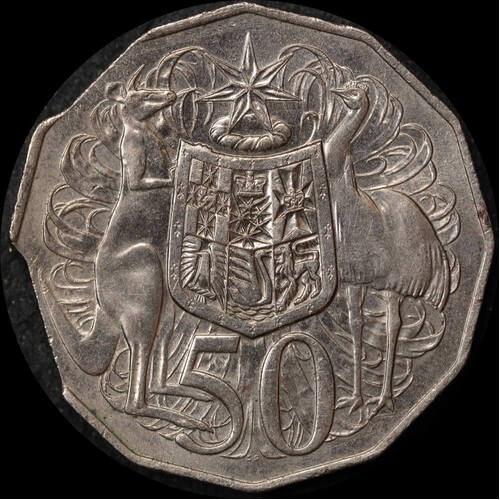 1981 Coat of Arms 50 Cent Double Clipped Planchet Error Uncirculated