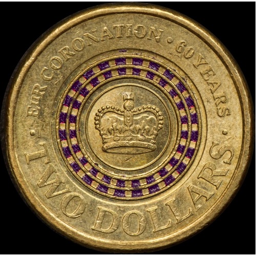 2013 Coloured 2 Dollar Coin Purple Crown Coronation about Unc