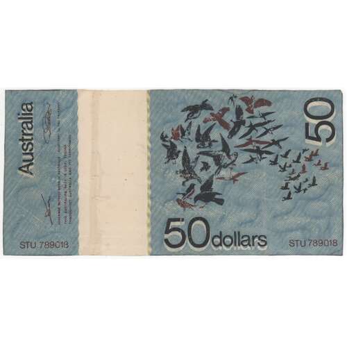 Australia 1975 Fifty Dollar Polymer Test Note Mark 1 Fine STU 789018