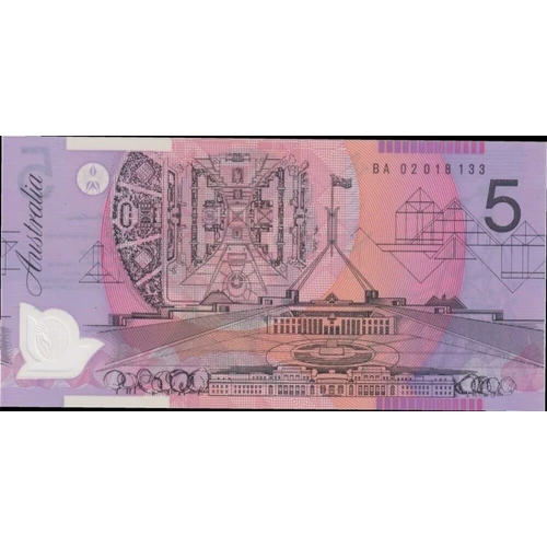 2002 $5 Note MacFarlane/Henry BA02 1st Prefix R220aF Uncirculated