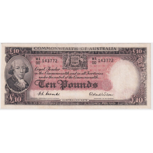 1954 Ten Pound Coombs/Wilson WA/00 First Prefix R62F good Fine