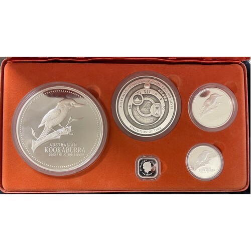 2002 Silver Five Coin Proof Set (1kg 10oz 2oz 1oz 1/2oz) Evolution of Time