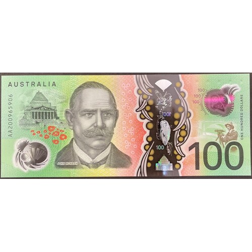 2020 $100 Note AA20 First Prefix Lowe / Kennedy R628F Uncirculated