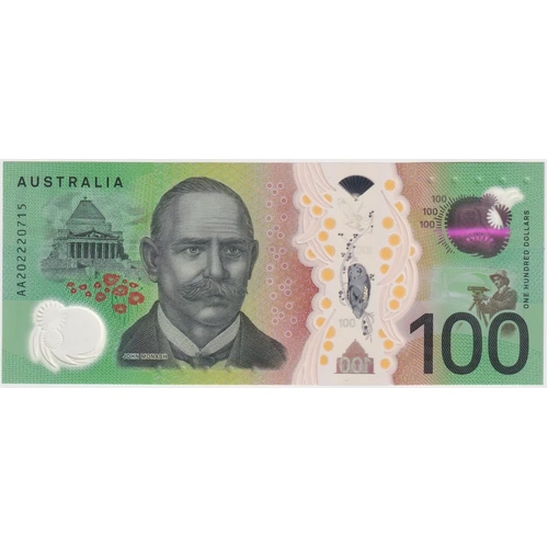 2020 $100 Note AA20 First Prefix Lowe / Kennedy R628F Uncirculated