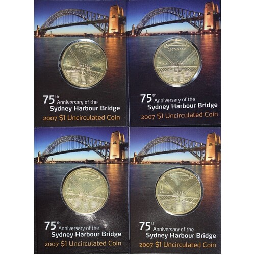 2007 Sydney Harbour Bridge Set of 4 Mintmarks $1 Coins