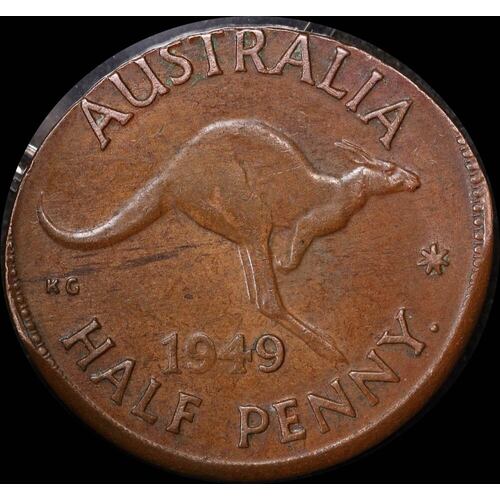 1949-Y Halfpenny Elliptical Planchet Error Good Extremely Fine