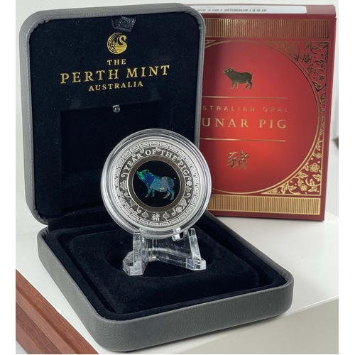 2019 Silver 1 Ounce Proof Coin Opal Lunar Pig