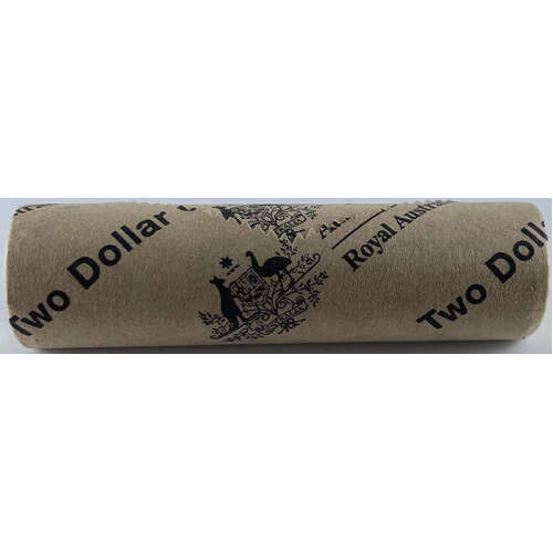 2015 Coloured 2 Dollar Coin Mint Roll Remembrance Heads / Tails