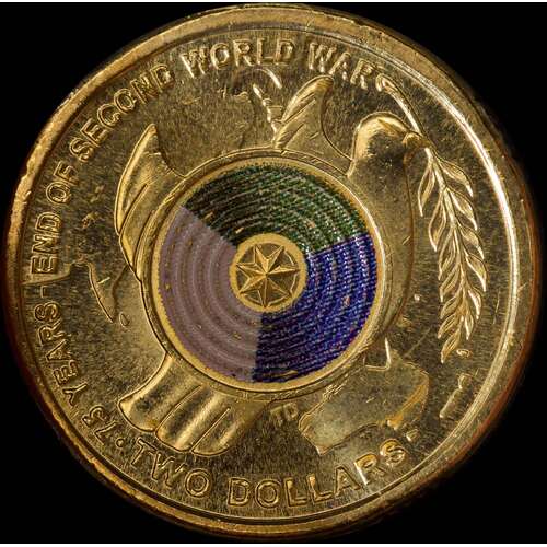 2020 Coloured 2 Dollar Coin 75 Years End of Second World War Uncirculated